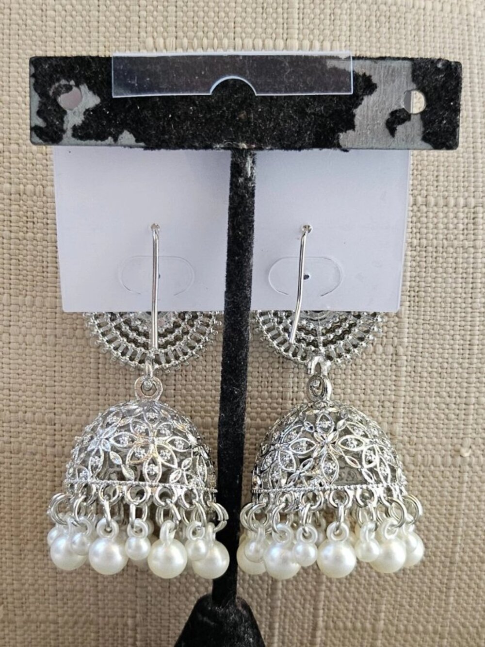 Silver Tone Jhumka Earrings Pakistani Indian Ethnic Earrings Fashion Jewelry New - Picture 6 of 13